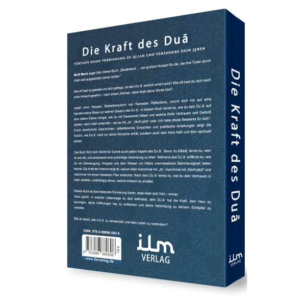 Rückseite des Buches „Die Kraft des Dua“ mit Inhaltsangaben